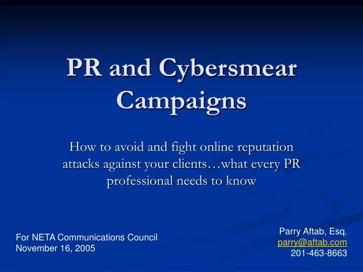 pr and cybersmear campaigns