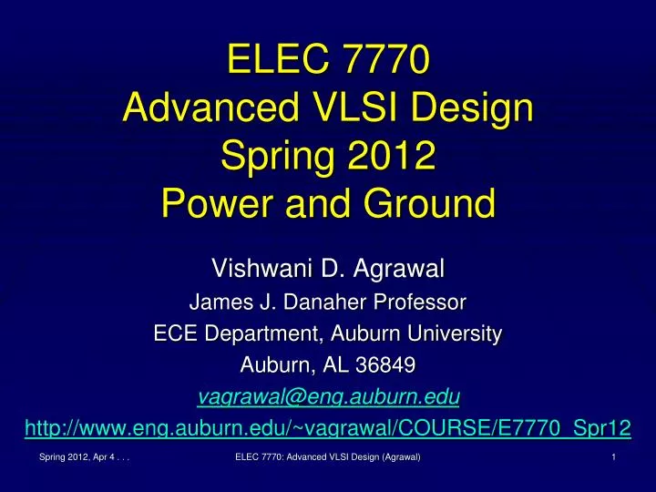 elec 7770 advanced vlsi design spring 2012 power and ground