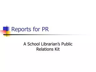 Reports for PR