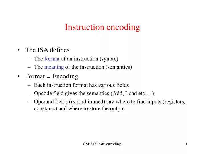 instruction encoding