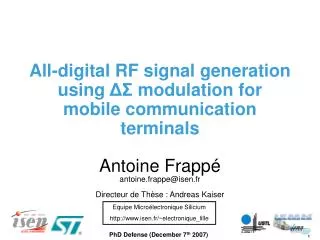 All-digital RF signal generation using ?? modulation for mobile communication terminals