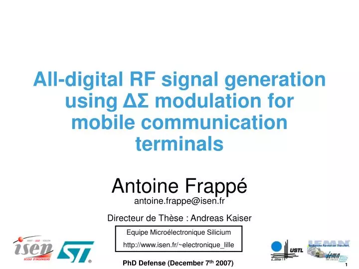 all digital rf signal generation using modulation for mobile communication terminals