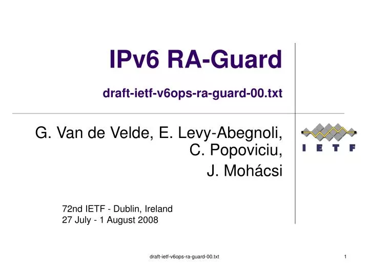 ipv6 ra guard draft ietf v6ops ra guard 00 txt