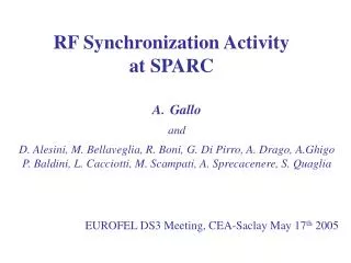 RF Synchronization Activity at SPARC