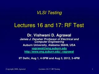 VLSI Testing Lectures 16 and 17: RF Test