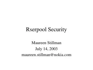 Rserpool Security