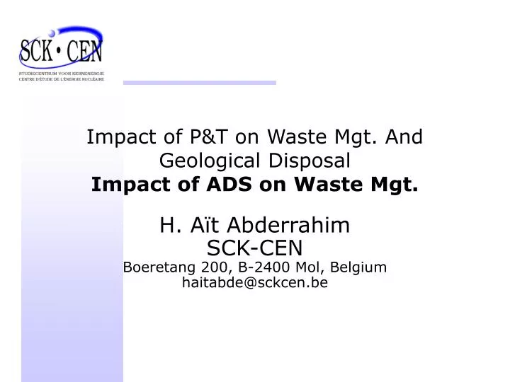 impact of p t on waste mgt and geological disposal impact of ads on waste mgt