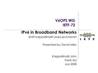 V6OPS WG IETF-72