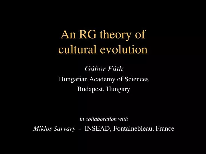 an rg theory of cultural evolution