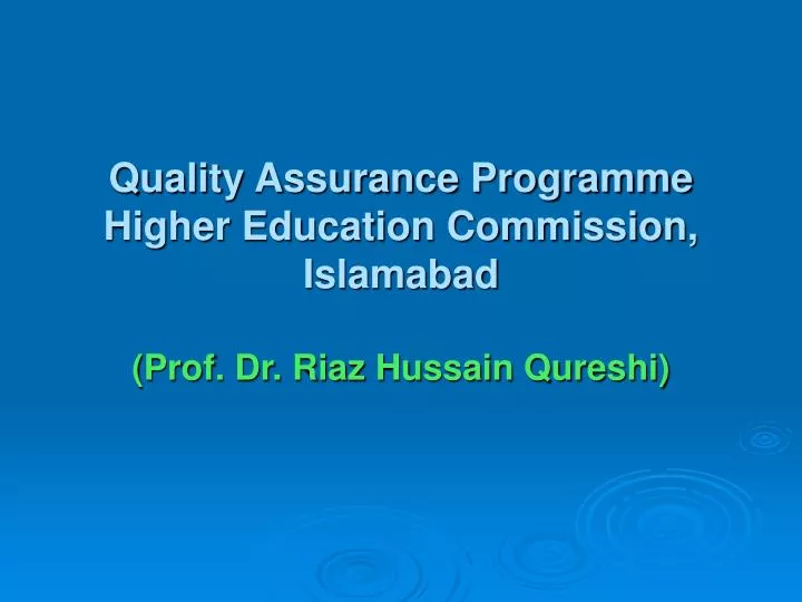 quality assurance programme higher education commission islamabad