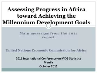 Assessing Progress in Africa toward Achieving the Millennium Development Goals