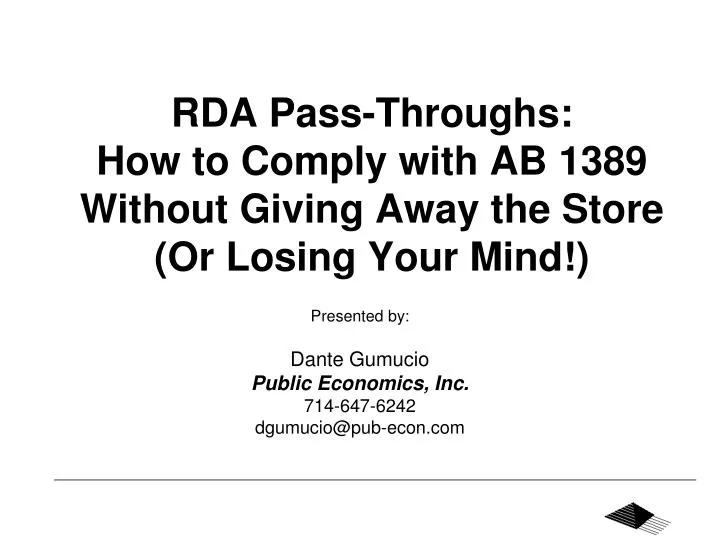 rda pass throughs how to comply with ab 1389 without giving away the store or losing your mind
