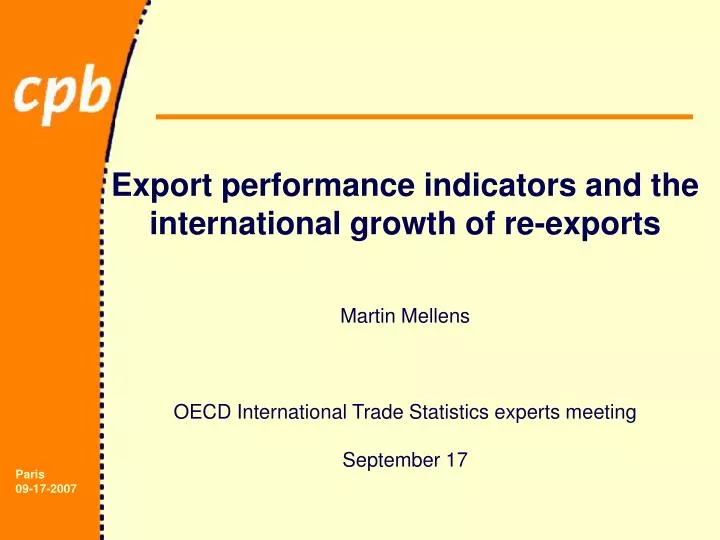 export performance indicators and the international growth of re exports