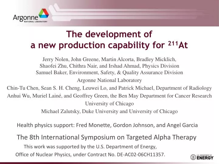 the development of a new production capability for 211 at