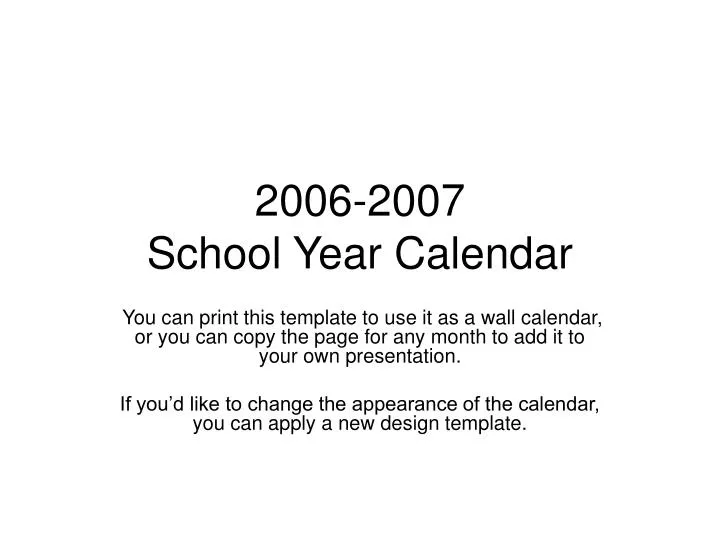 2006 2007 school year calendar