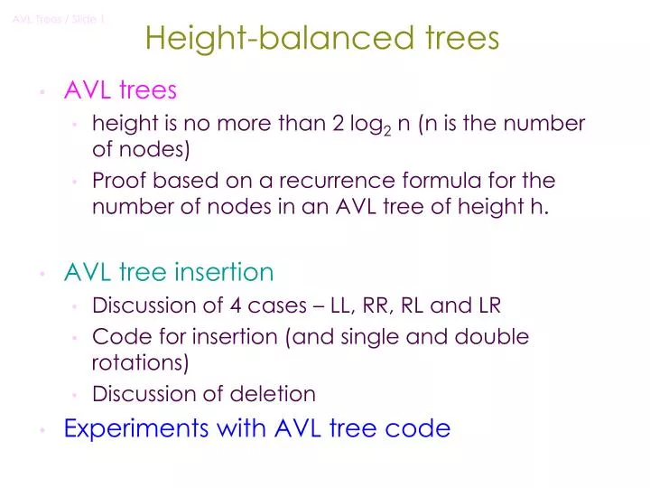 height balanced trees