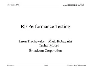 RF Performance Testing
