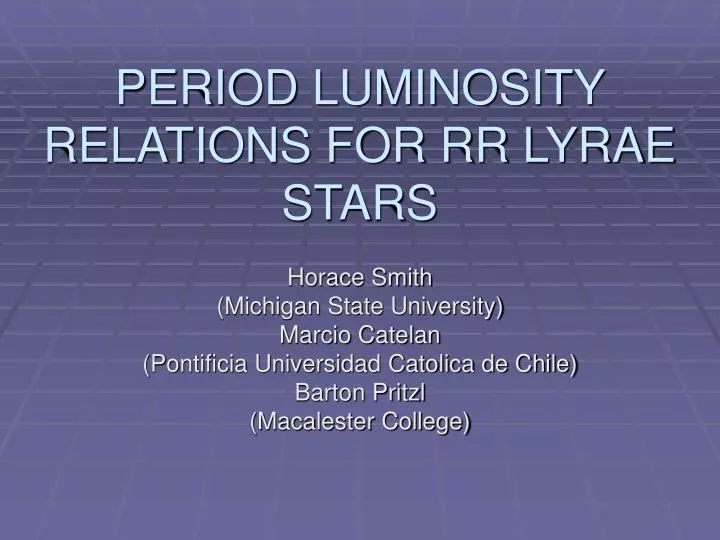 period luminosity relations for rr lyrae stars