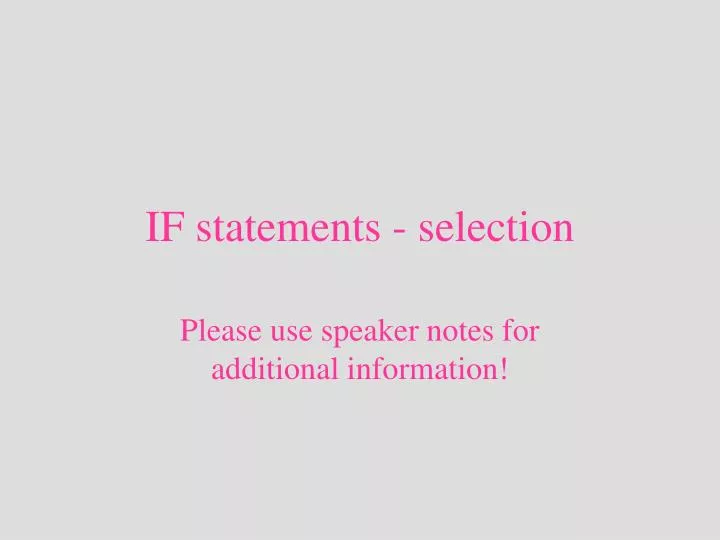if statements selection
