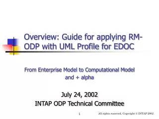Overview: Guide for applying RM-ODP with UML Profile for EDOC