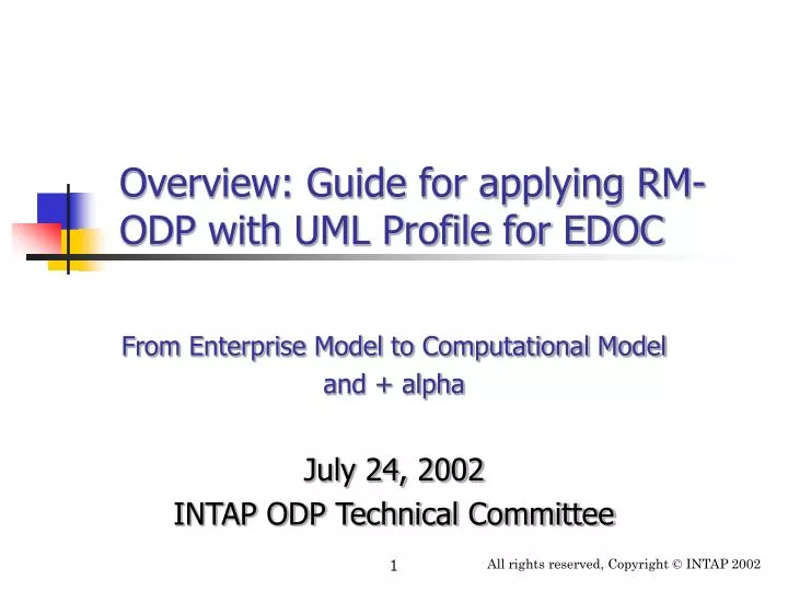 overview guide for applying rm odp with uml profile for edoc
