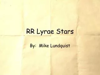 RR Lyrae Stars