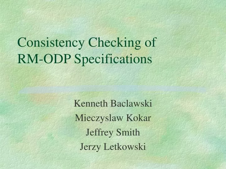 consistency checking of rm odp specifications