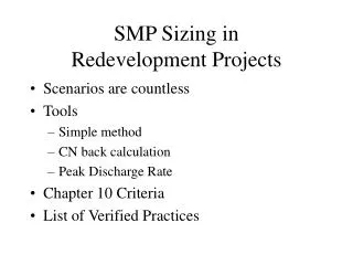 SMP Sizing in Redevelopment Projects