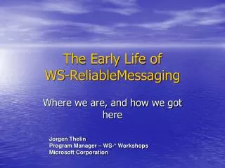 The Early Life of WS-ReliableMessaging