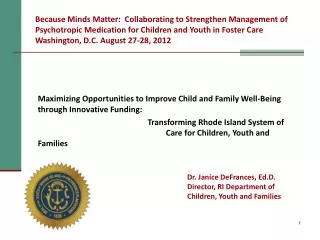 Maximizing Opportunities to Improve Child and Family Well-Being through Innovative Funding: