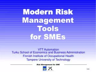 VTT Automation Turku School of Economics and Business Administration