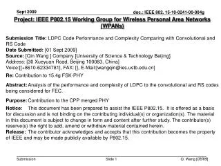 Project: IEEE P802.15 Working Group for Wireless Personal Area Networks (WPANs)