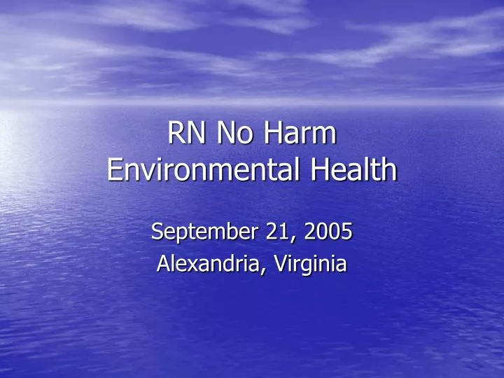 rn no harm environmental health