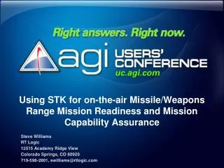 Using STK for on-the-air Missile/Weapons Range Mission Readiness and Mission Capability Assurance