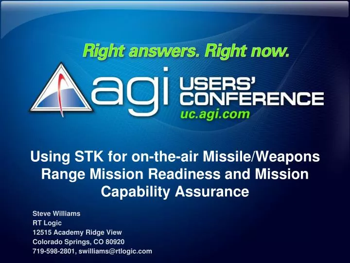 using stk for on the air missile weapons range mission readiness and mission capability assurance