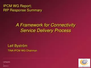 IPCM WG Report; RfP Response Summary