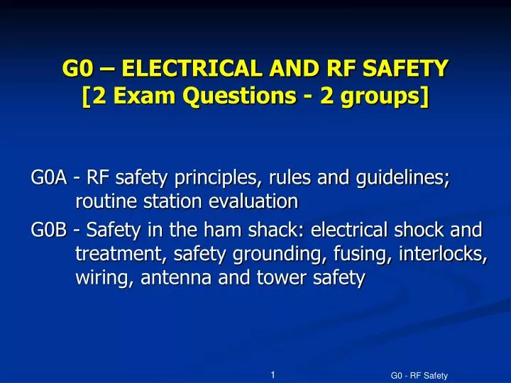 g0 electrical and rf safety 2 exam questions 2 groups