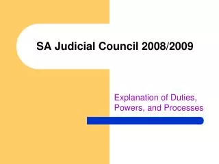 SA Judicial Council 2008/2009