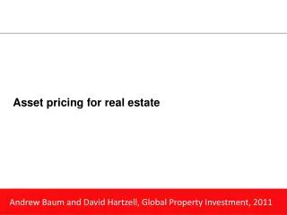 Asset pricing for real estate