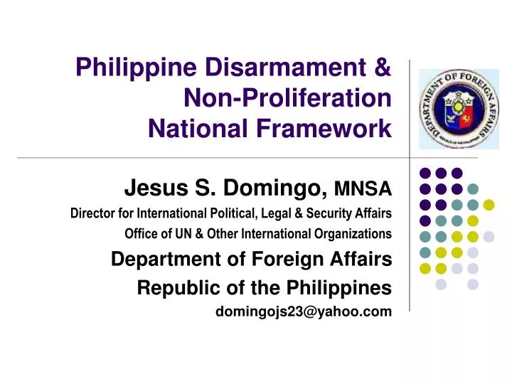 philippine disarmament non proliferation national framework