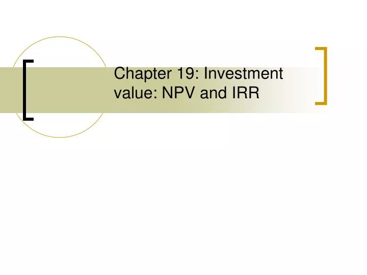 chapter 19 investment value npv and irr
