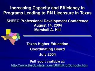 Increasing Capacity and Efficiency in Programs Leading to RN Licensure in Texas