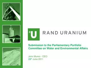 Submission to the Parliamentary Portfolio Committee on Water and Environmental Affairs