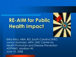 RE-AIM for Public Health Impact