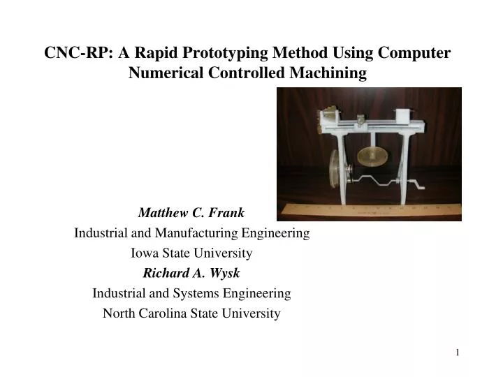 cnc rp a rapid prototyping method using computer numerical controlled machining