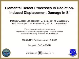 Elemental Defect Processes in Radiation-Induced Displacement Damage in Si