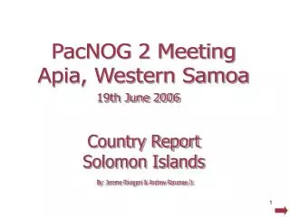 Country Report Solomon Islands