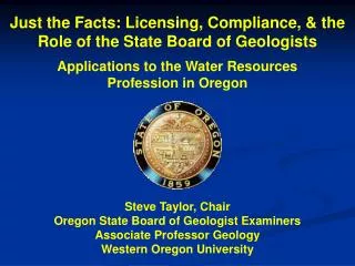 Introduction Oregon Geologist Licensure Ethics and Professional Practice