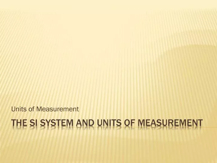 units of measurement