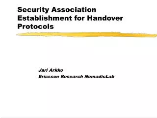 Security Association Establishment for Handover Protocols